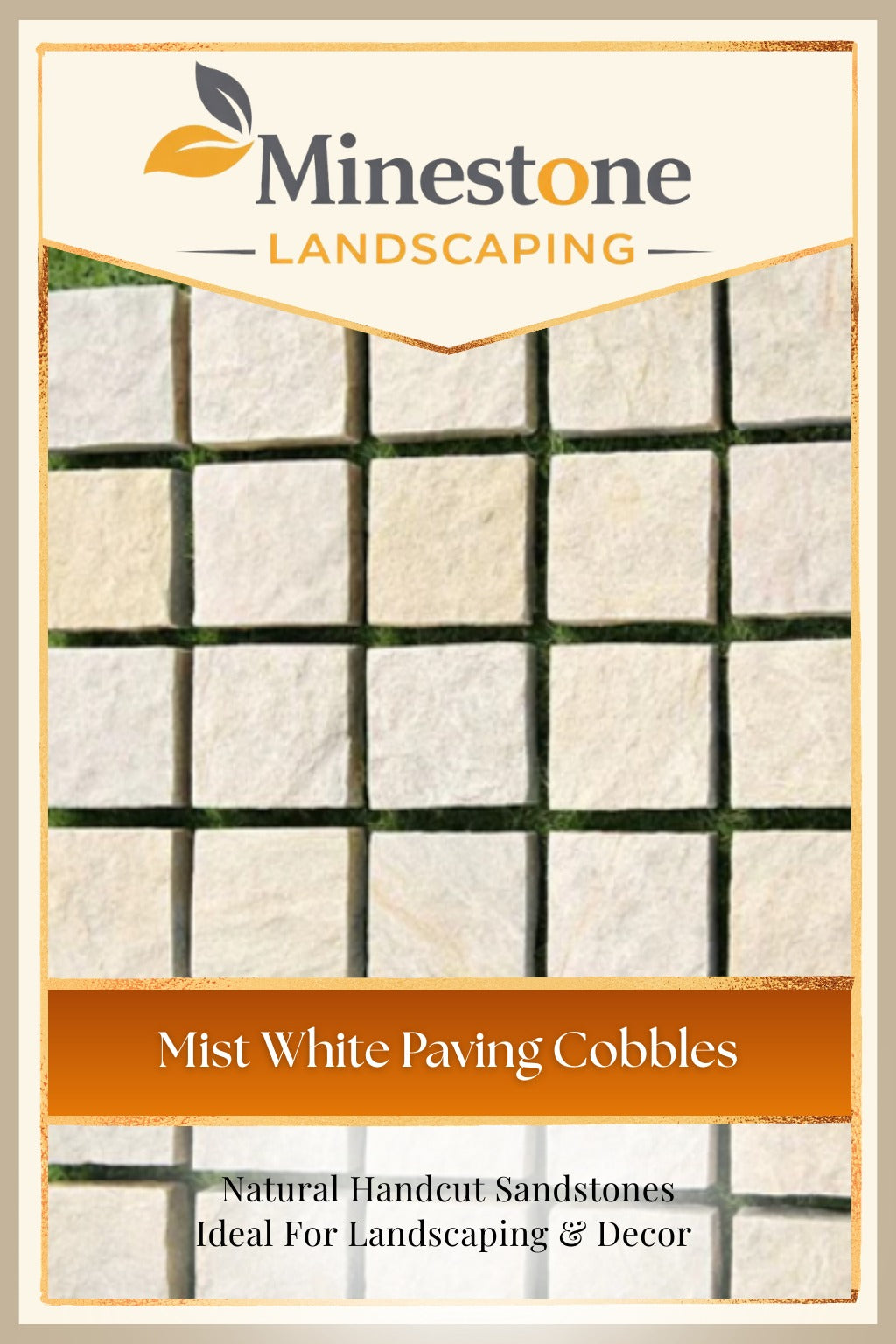 Mist White Paving Cobbles – Natural White Sandstone Outdoor Stone